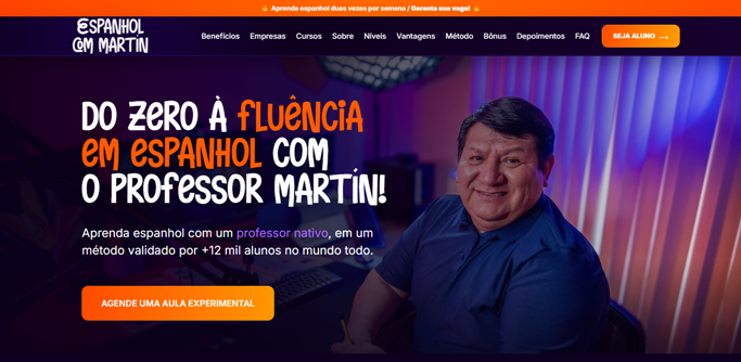 Prévia do site Espanhol com Martin