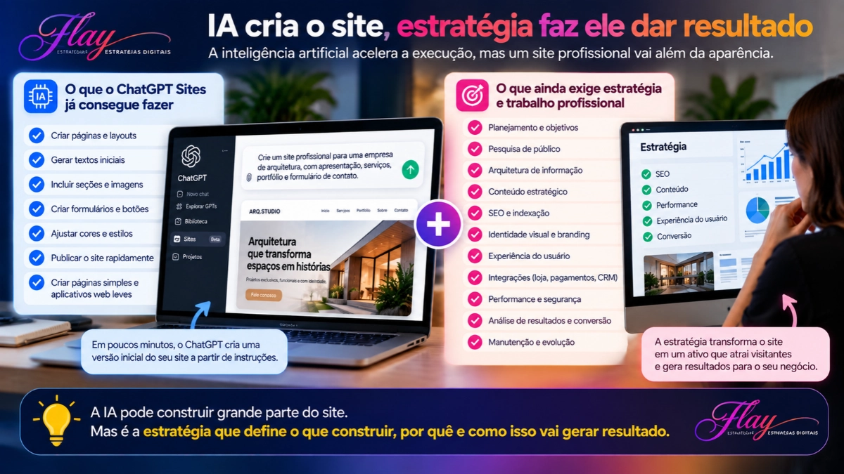Diferença entre criar um site com inteligência artificial e desenvolver uma estratégia digital completa